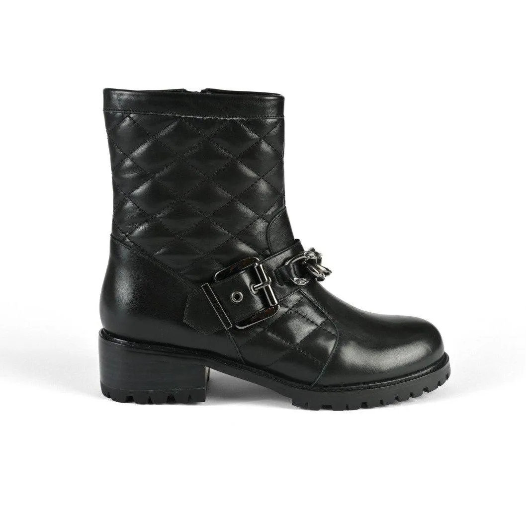 Cate Black Leather Bootie