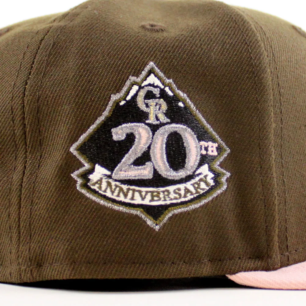 Colorado Rockies 20th Anniversary New Era 59Fifty Fitted Hat (Walnut Rouge Pink Gray Under Brim)