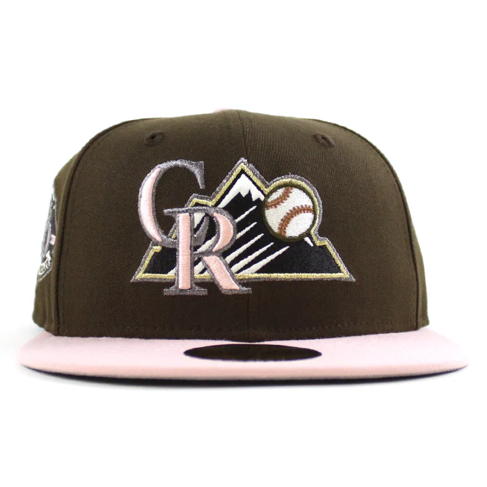 Colorado Rockies 20th Anniversary New Era 59Fifty Fitted Hat (Walnut Rouge Pink Gray Under Brim)