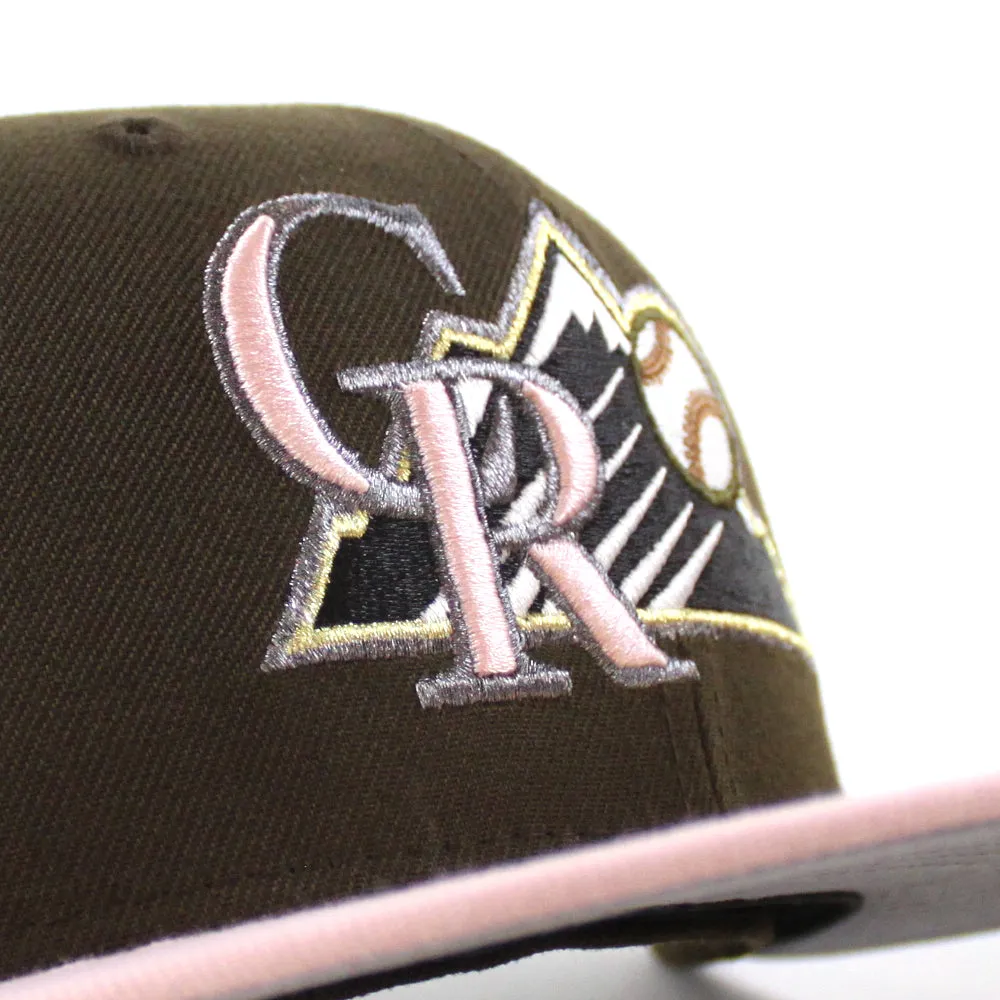 Colorado Rockies 20th Anniversary New Era 59Fifty Fitted Hat (Walnut Rouge Pink Gray Under Brim)