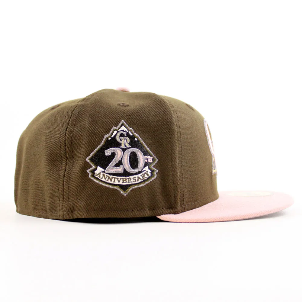 Colorado Rockies 20th Anniversary New Era 59Fifty Fitted Hat (Walnut Rouge Pink Gray Under Brim)
