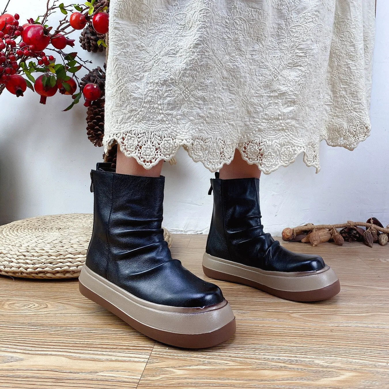 Concise Handmade Leisure Ankle Boots