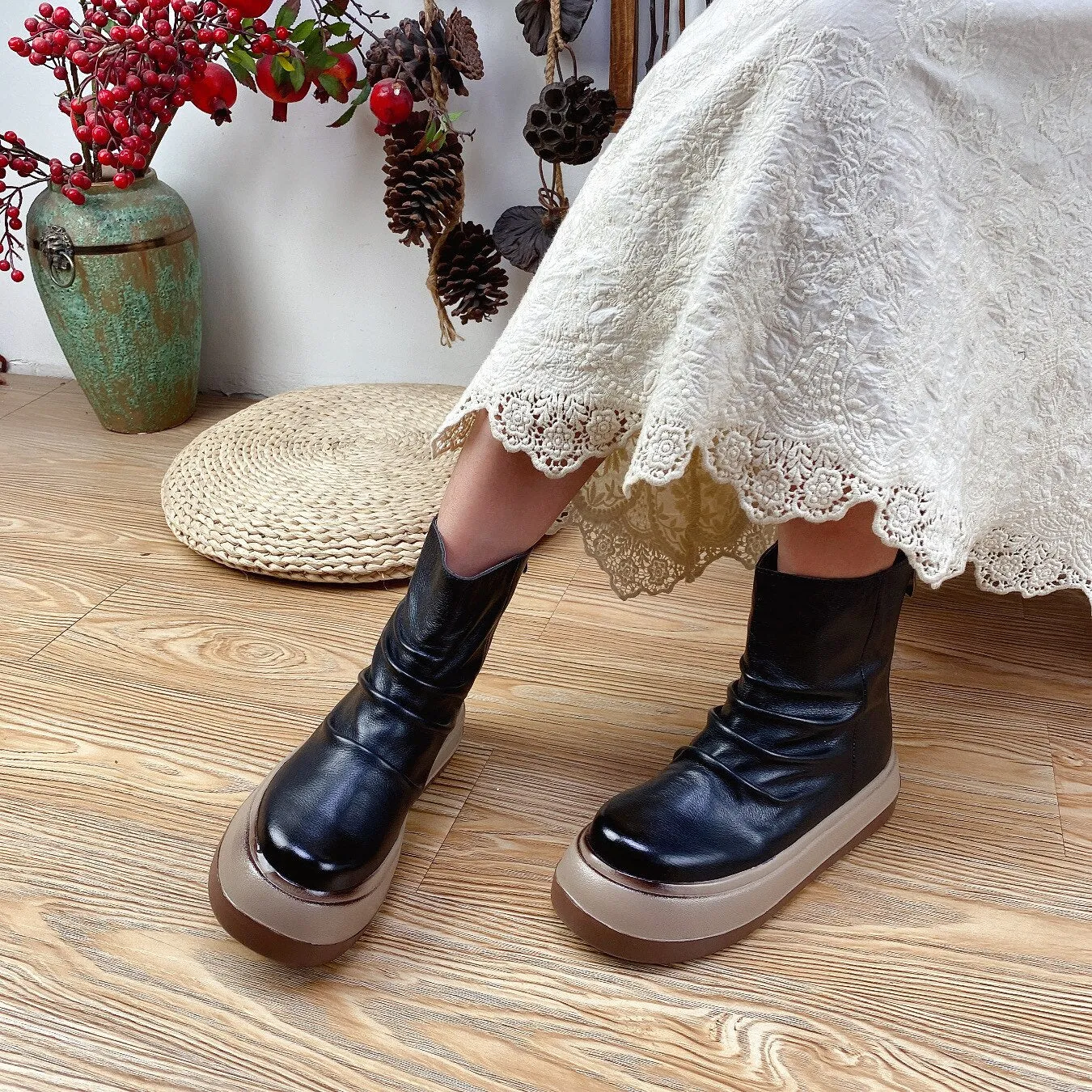 Concise Handmade Leisure Ankle Boots