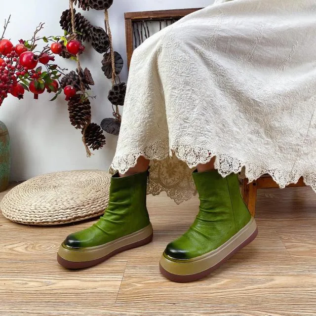 Concise Handmade Leisure Ankle Boots