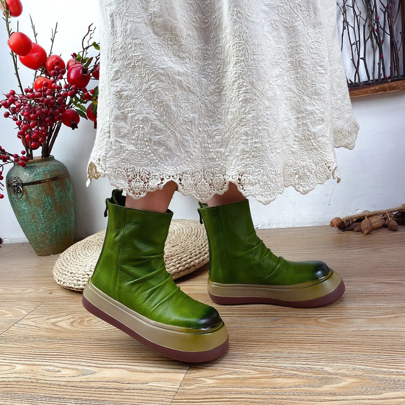 Concise Handmade Leisure Ankle Boots