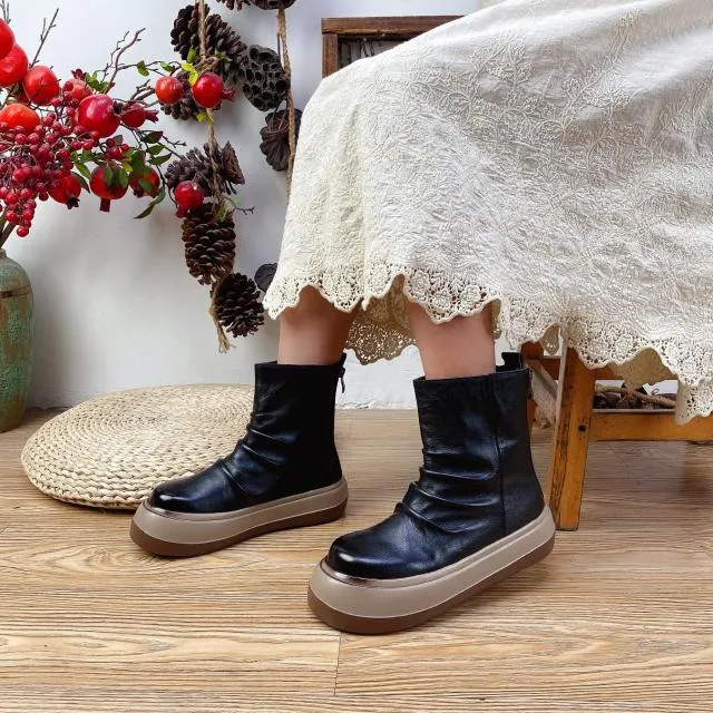 Concise Handmade Leisure Ankle Boots