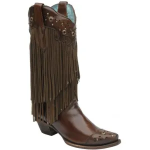 Corral Boots LD Sierra Tan Fringe & Studs C1185