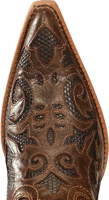 Corral Women's Chocolate Lizard Inlay Snip Toe  Boots