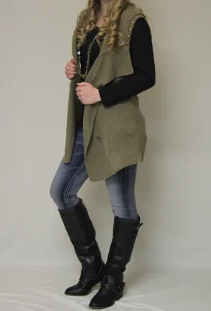 Costa Blanca | Olive Green Vest with Metal Studs