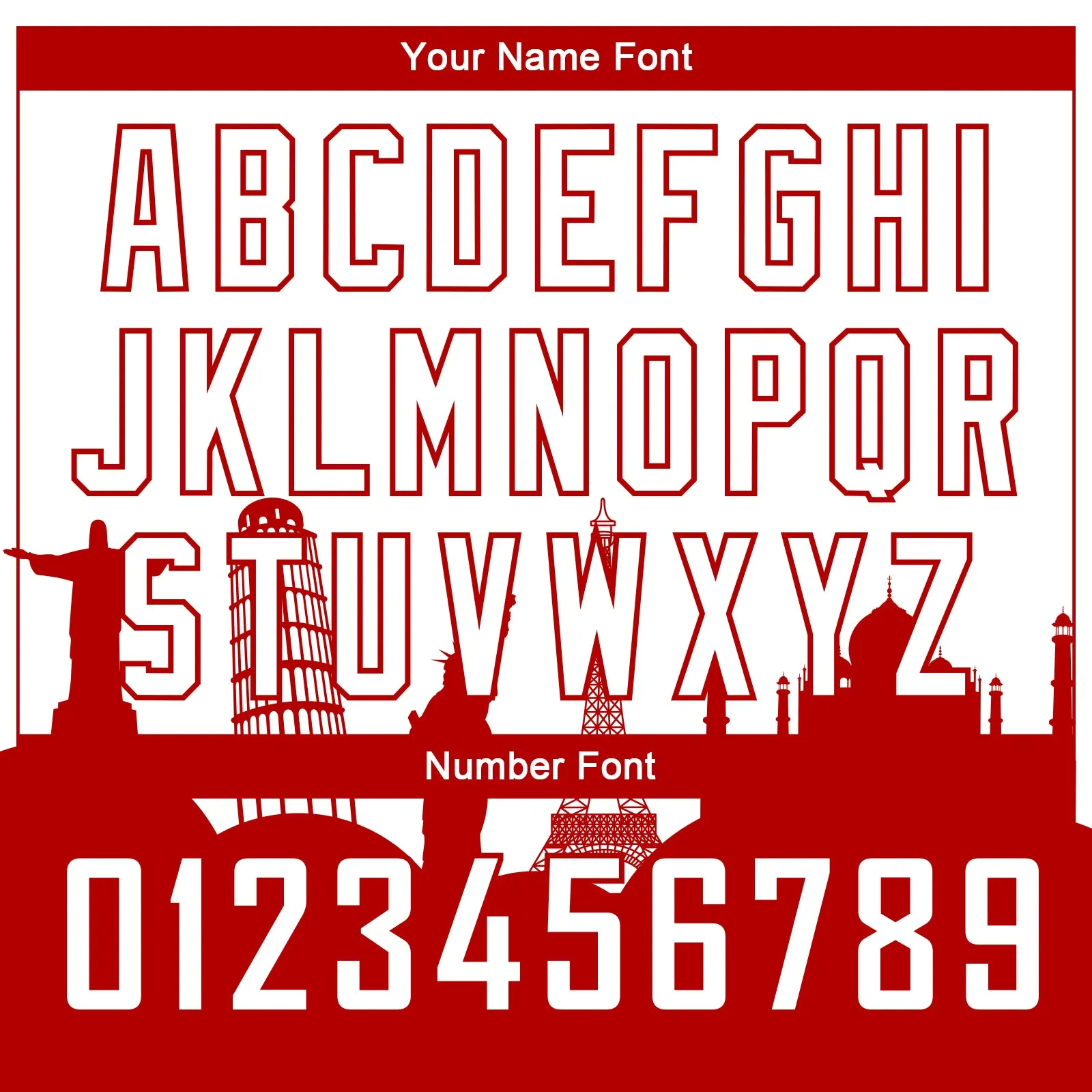 Custom White Red Holiday Travel Monuments Silhouette Authentic City Edition Basketball Jersey