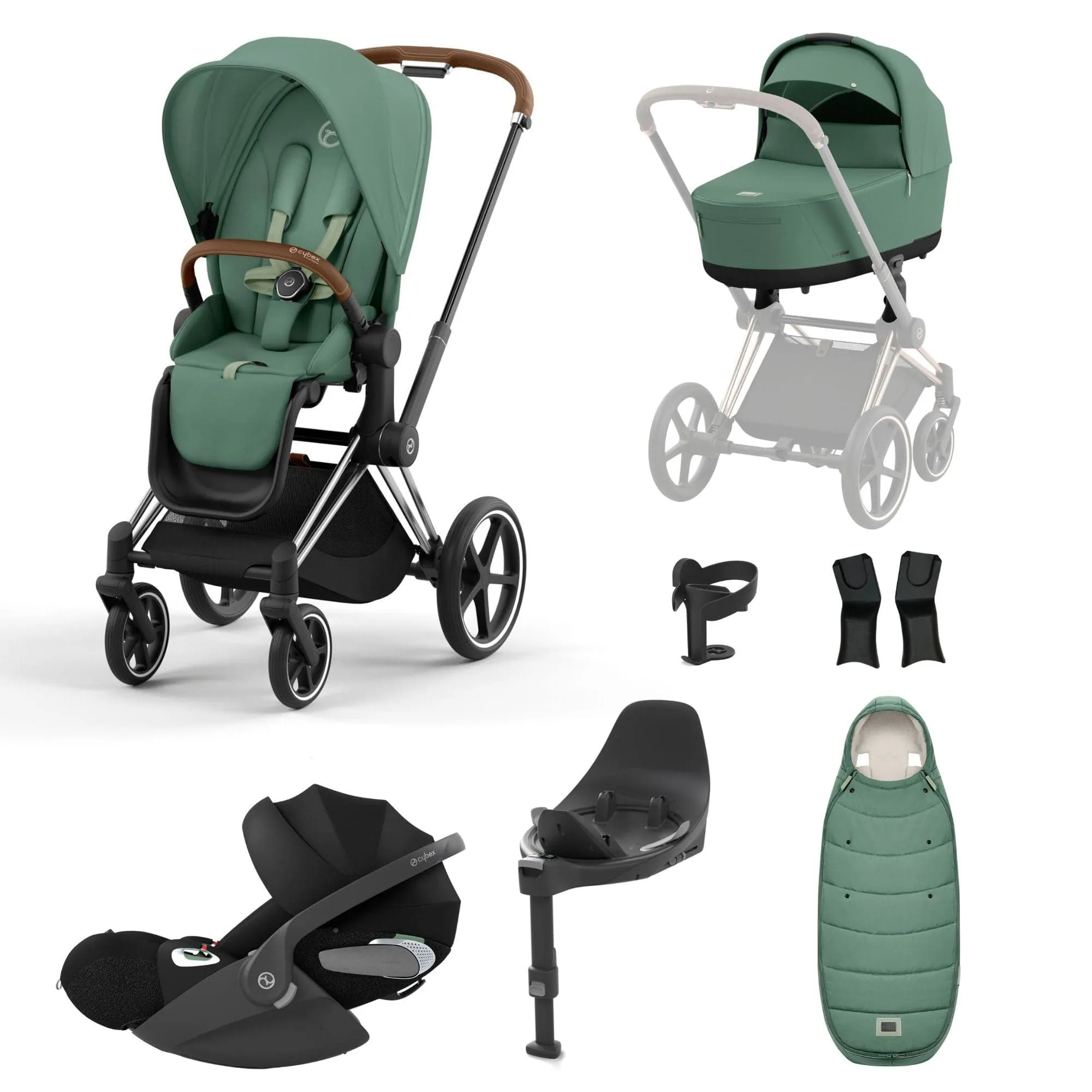 Cybex Priam Travel System With Cloud T in Leaf Green