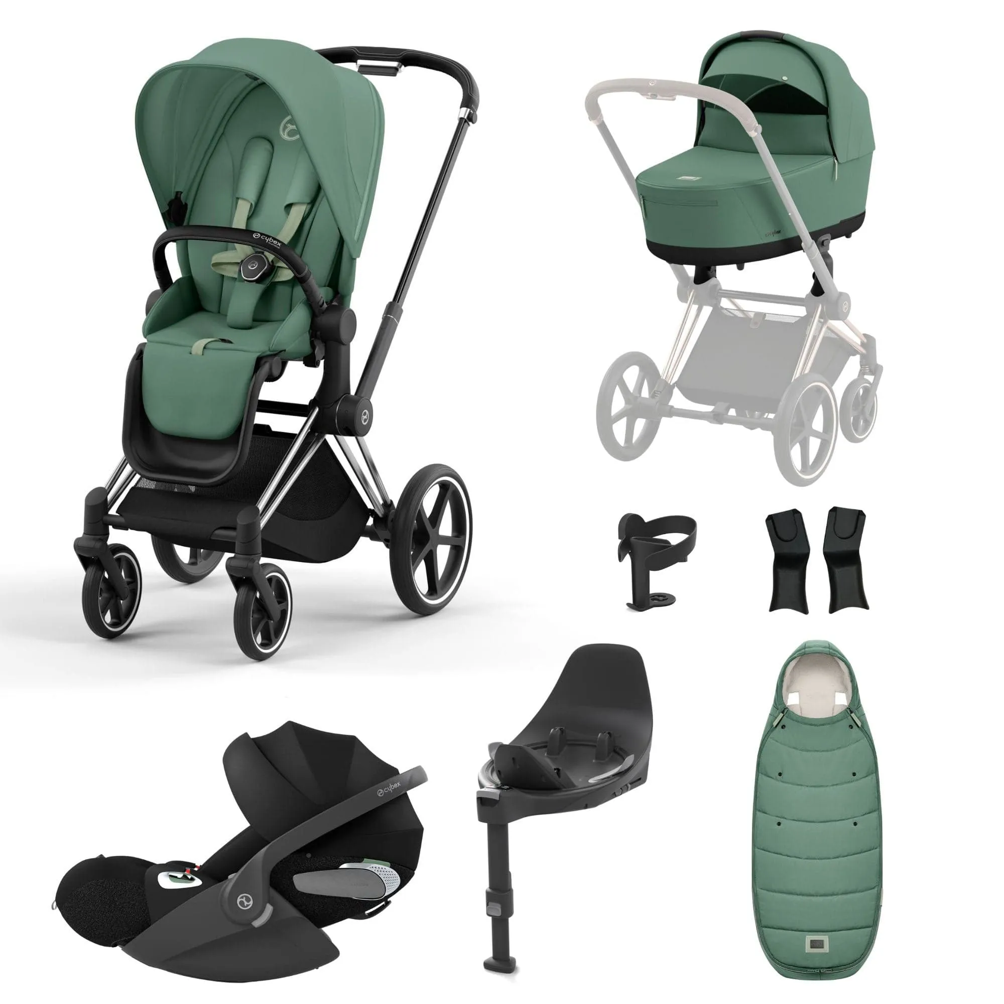 Cybex Priam Travel System With Cloud T in Leaf Green