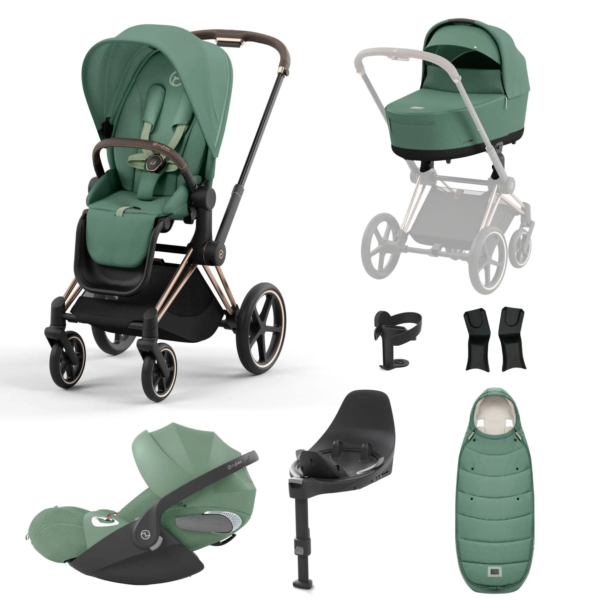 Cybex Priam Travel System With Cloud T in Leaf Green