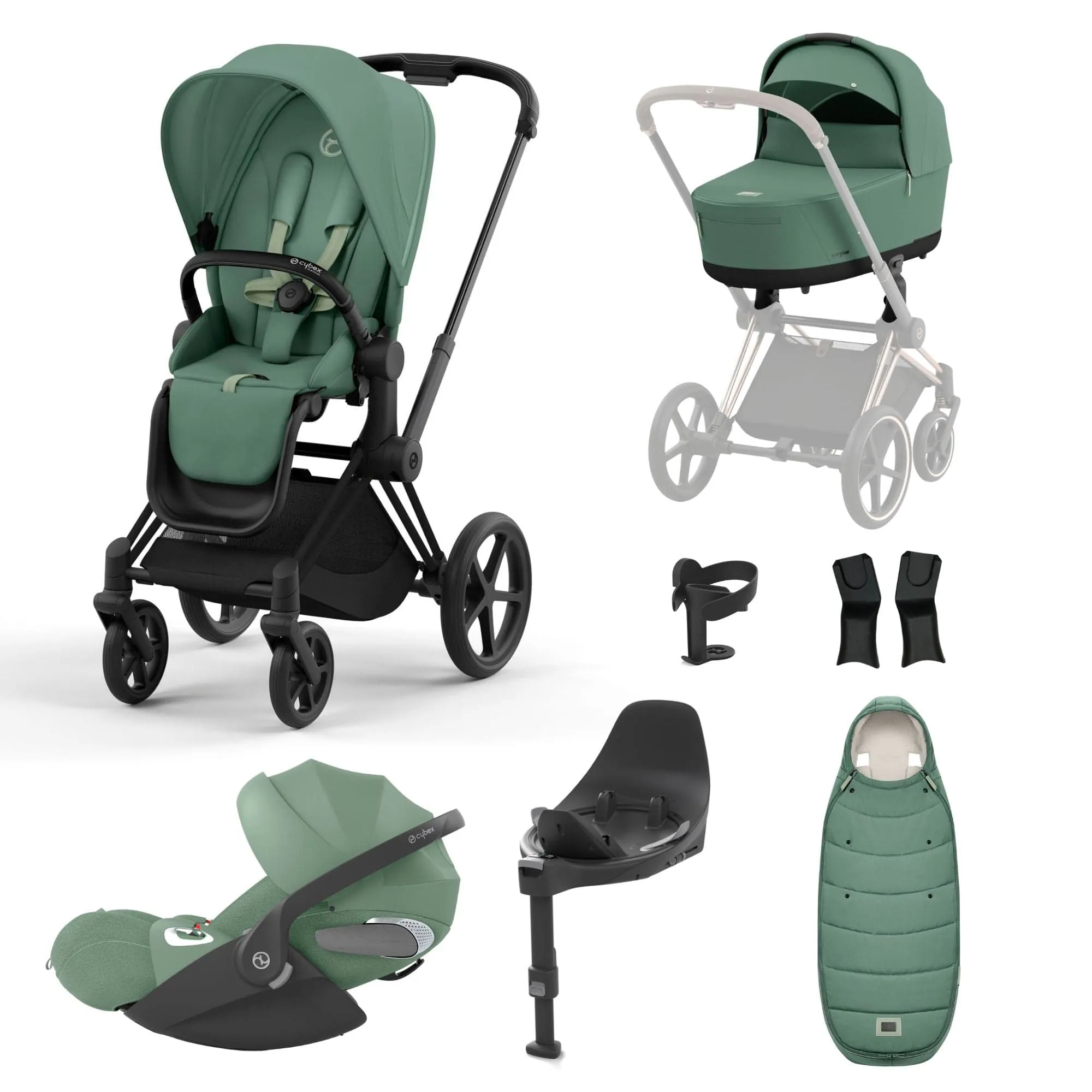 Cybex Priam Travel System With Cloud T in Leaf Green