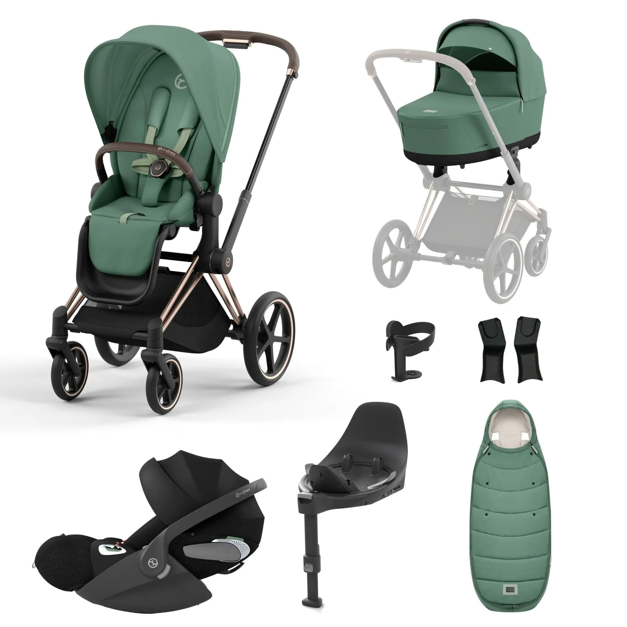 Cybex Priam Travel System With Cloud T in Leaf Green