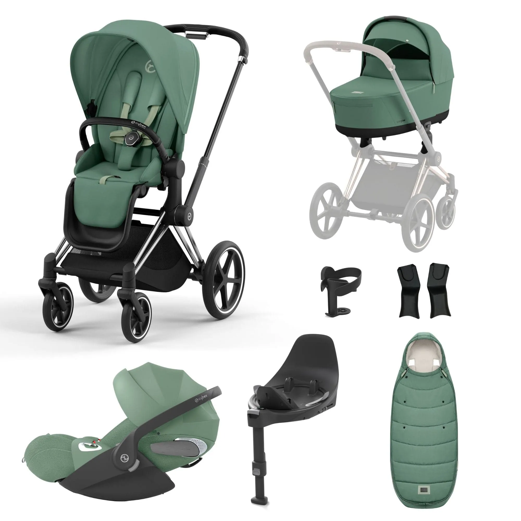 Cybex Priam Travel System With Cloud T in Leaf Green