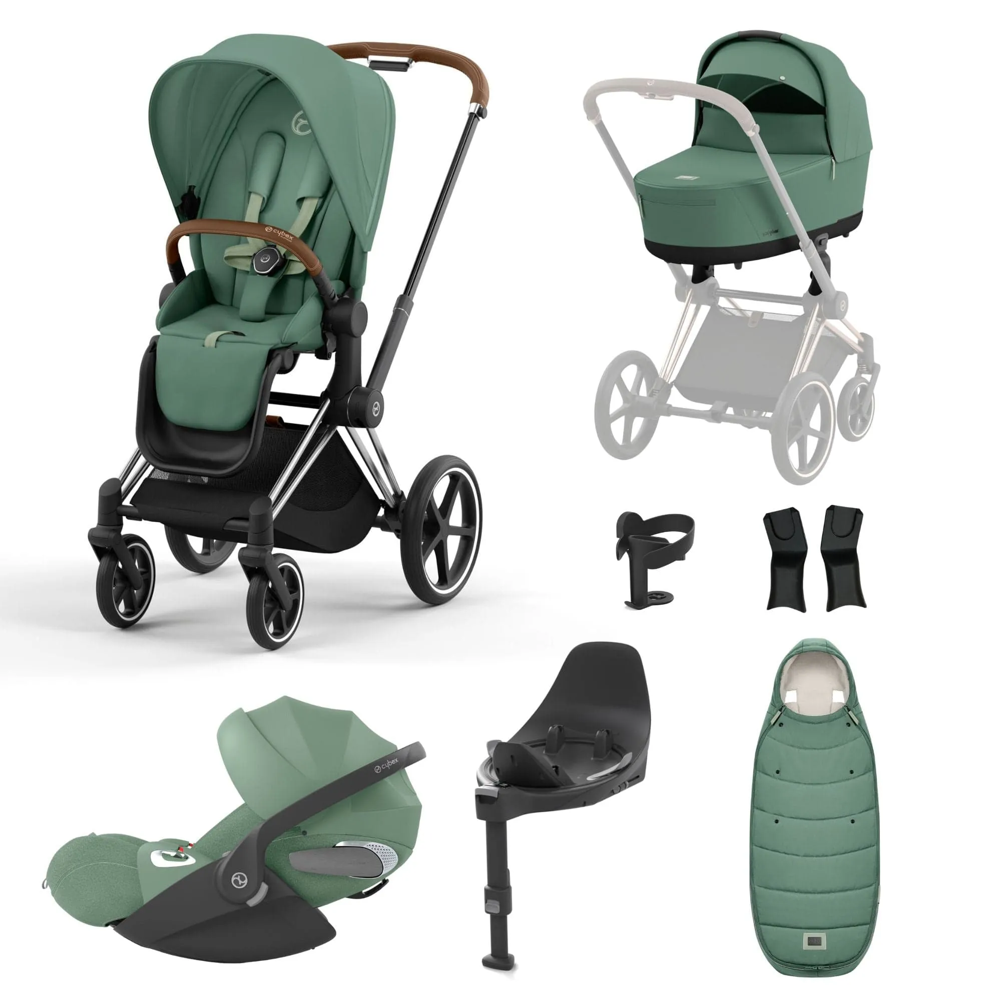 Cybex Priam Travel System With Cloud T in Leaf Green