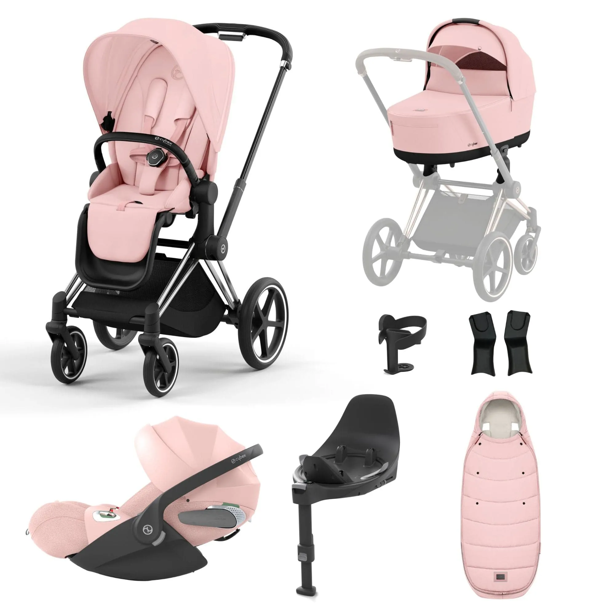 Cybex Priam Travel System With Cloud T in Peach Pink