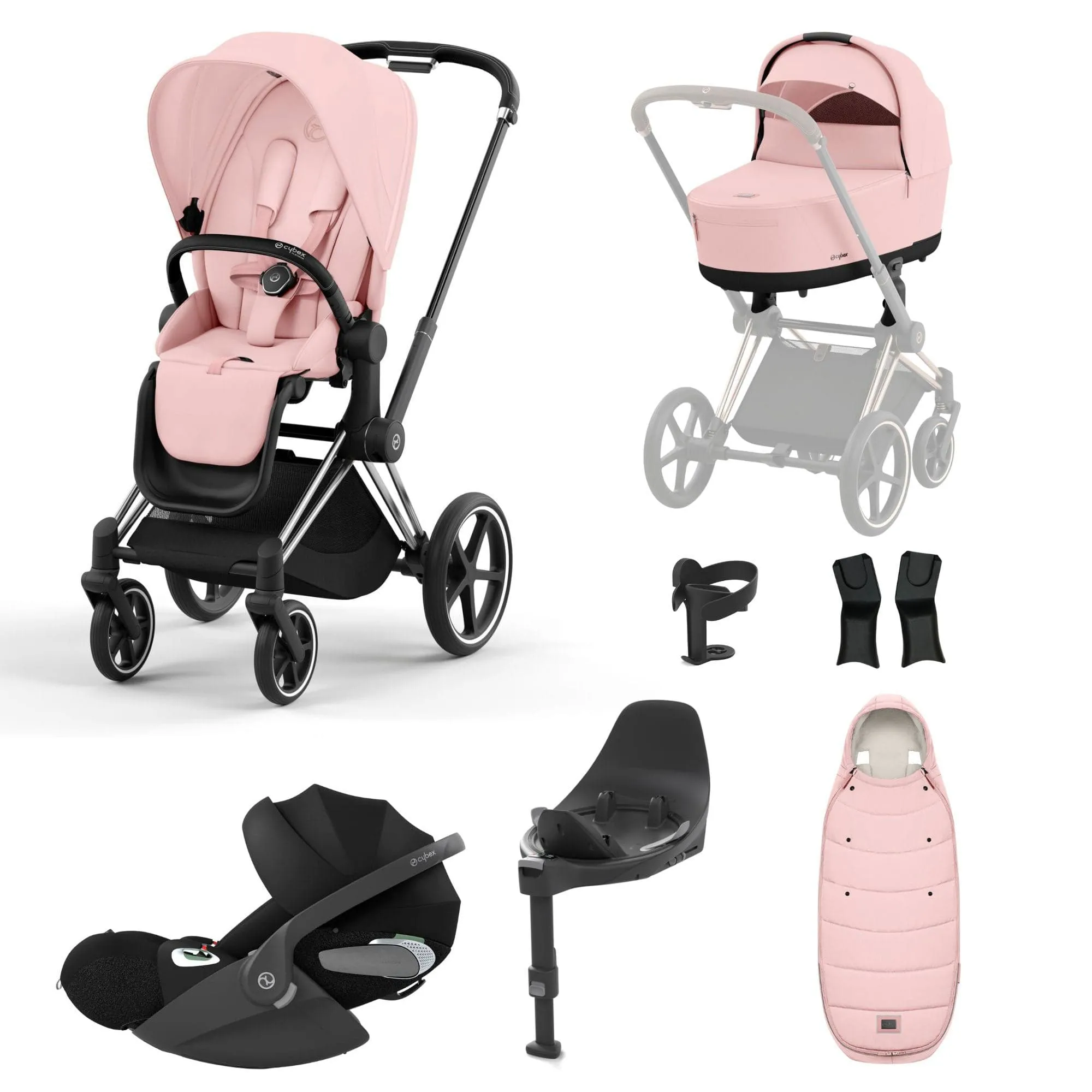 Cybex Priam Travel System With Cloud T in Peach Pink