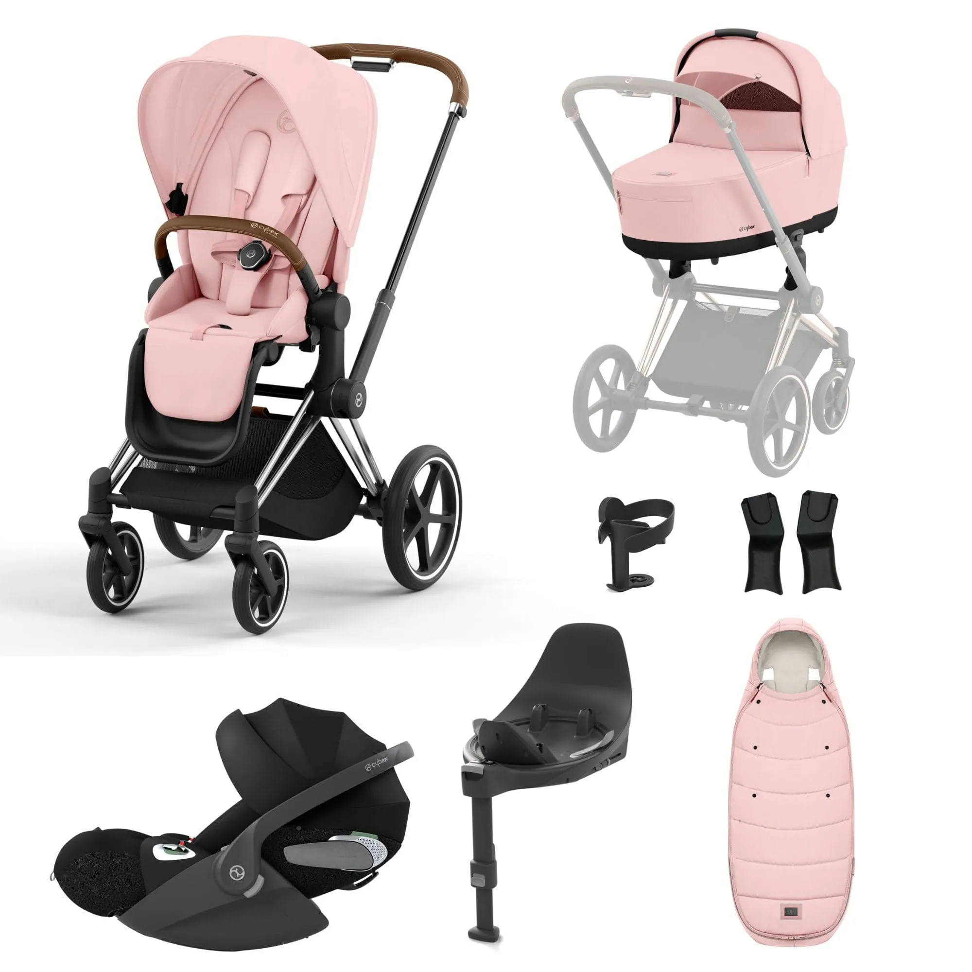 Cybex Priam Travel System With Cloud T in Peach Pink