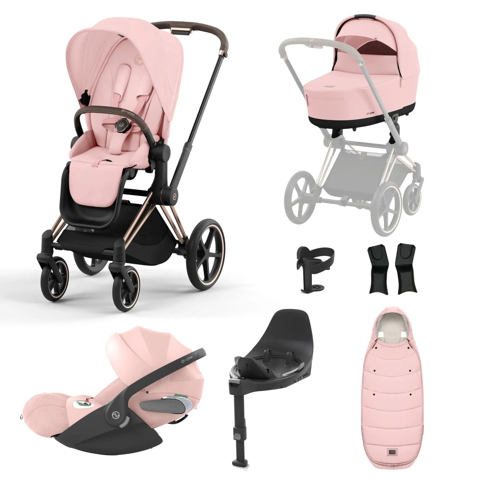 Cybex Priam Travel System With Cloud T in Peach Pink