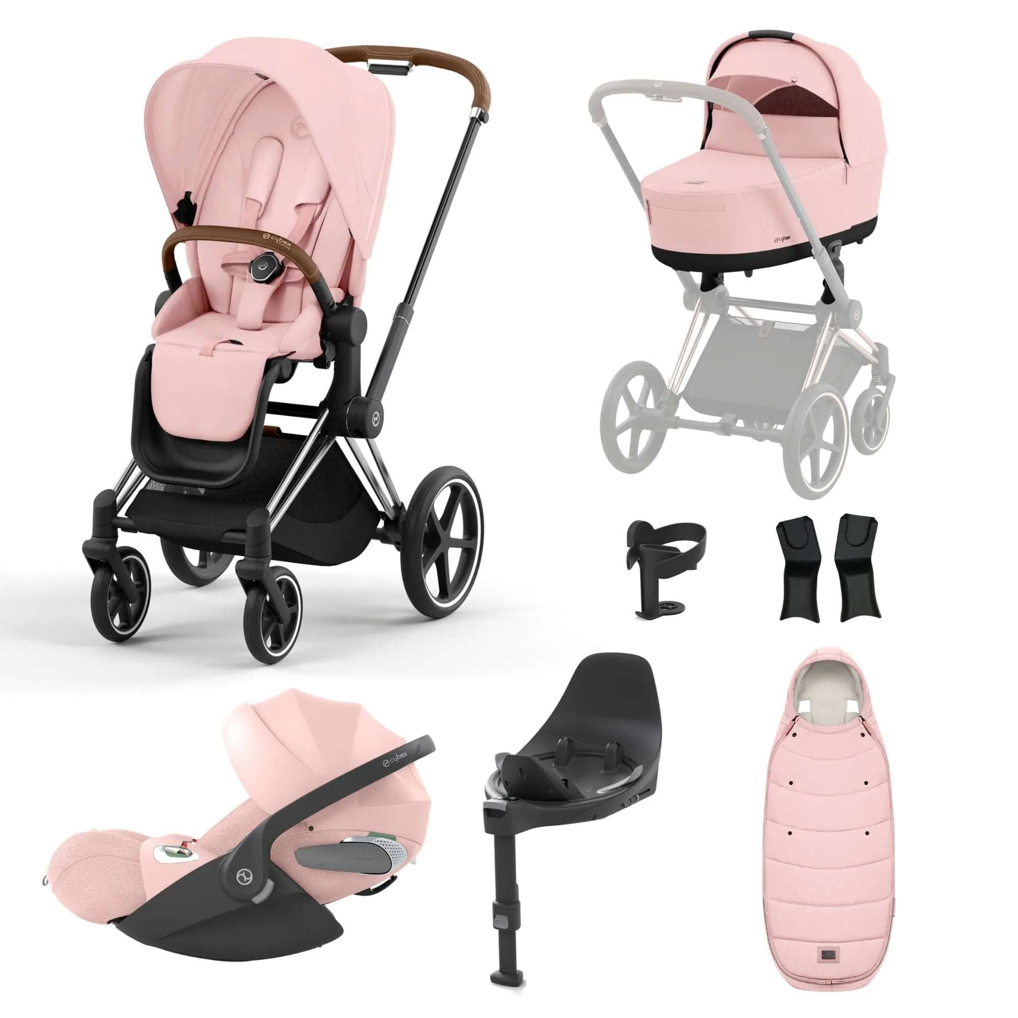 Cybex Priam Travel System With Cloud T in Peach Pink