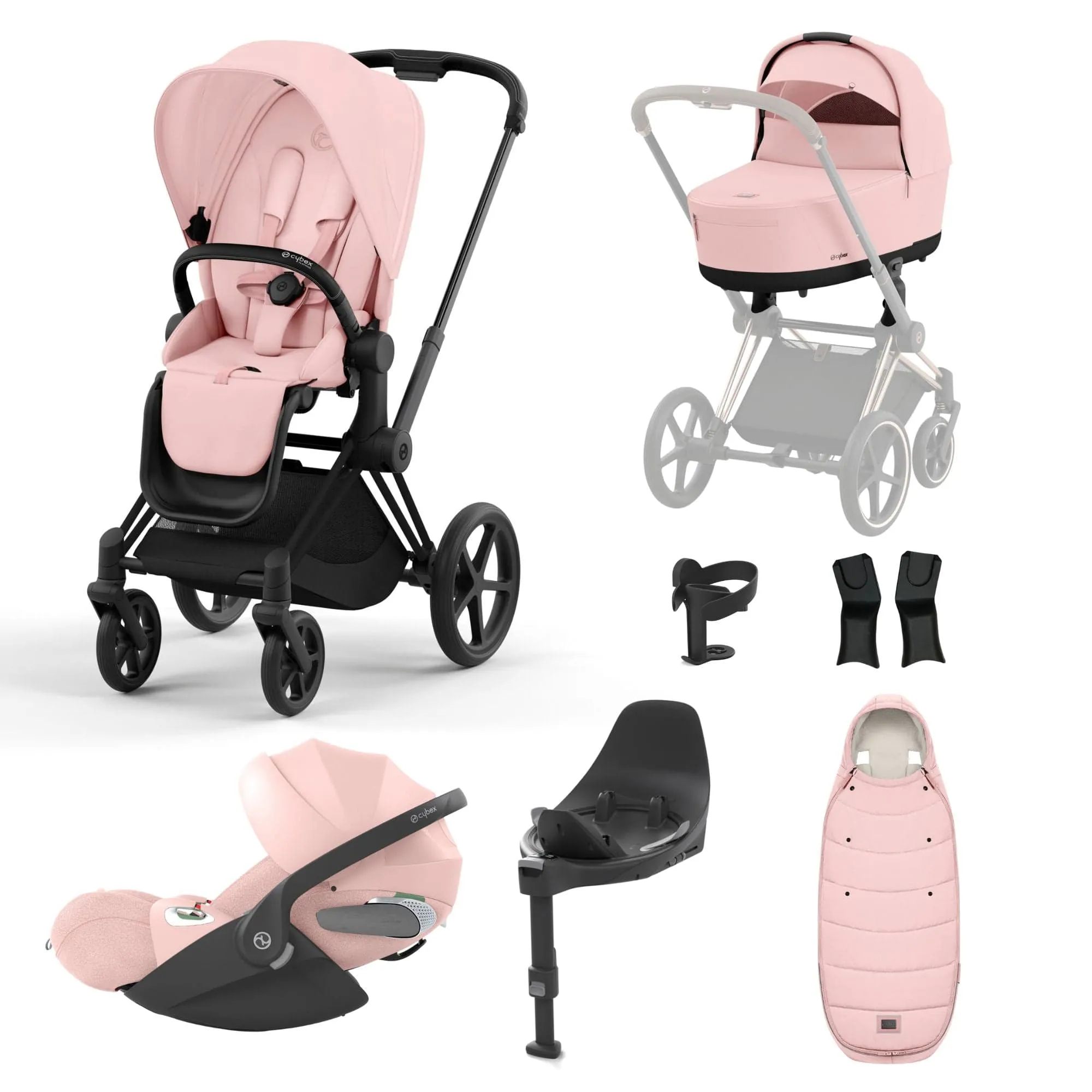 Cybex Priam Travel System With Cloud T in Peach Pink