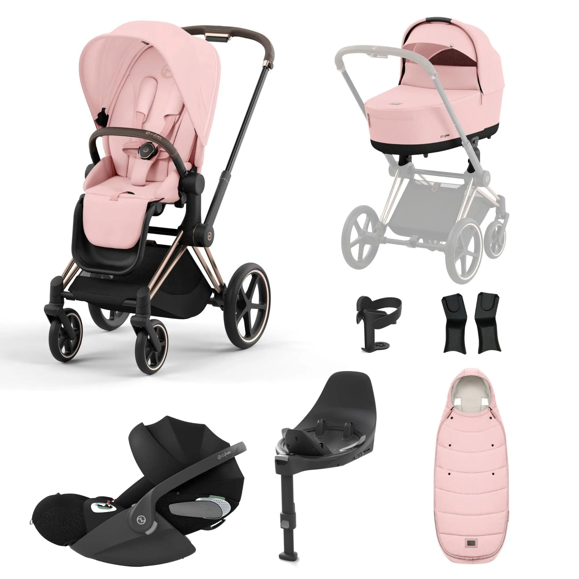 Cybex Priam Travel System With Cloud T in Peach Pink