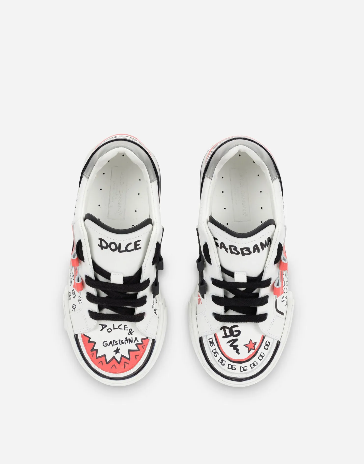 DOLCE & GABBANA KIDS PRINTED PORTOFINO SNEAKER WHITE MULTICOLOR