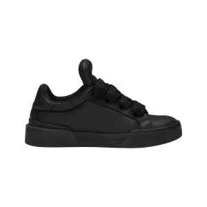 DOLCE & GABBANA NAPPA LEATHER MEGA SKATE SNEAKERS BLACK