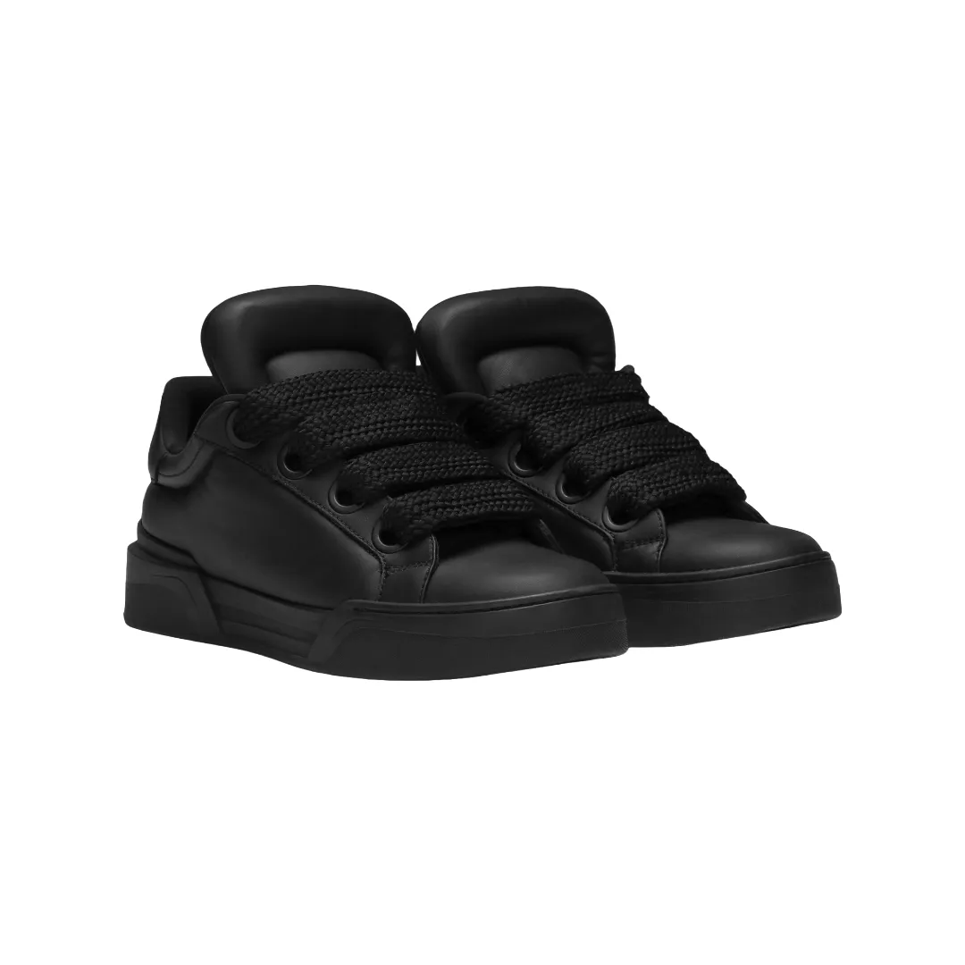 DOLCE & GABBANA NAPPA LEATHER MEGA SKATE SNEAKERS BLACK