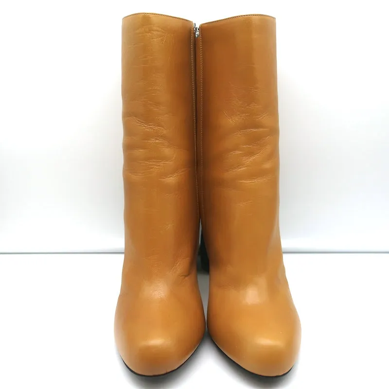 Dries Van Noten Sculpted-Heel Boots Mustard Leather Size 41