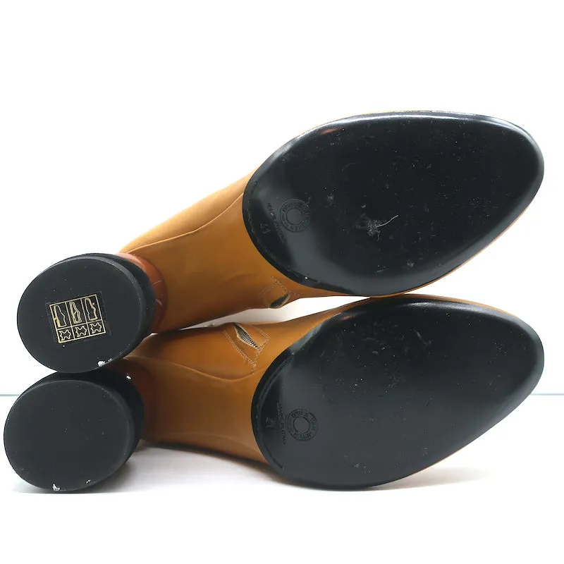 Dries Van Noten Sculpted-Heel Boots Mustard Leather Size 41