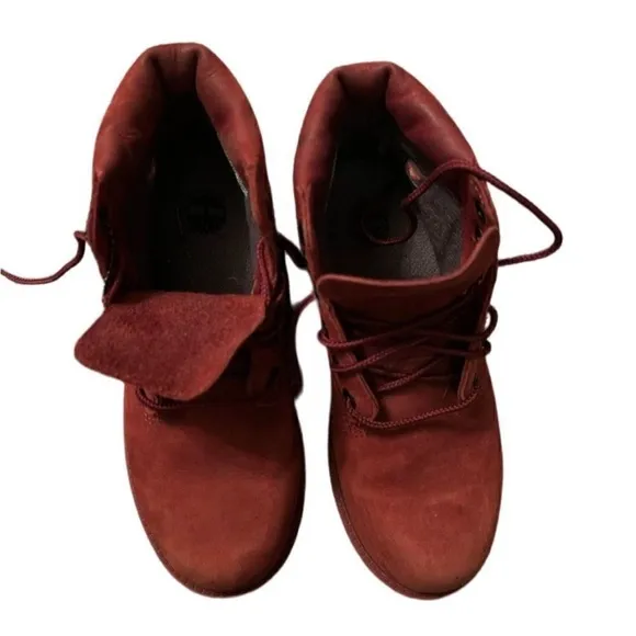 EC - Timberland Girls Red Premium Leather Boots Size3 - 6inch