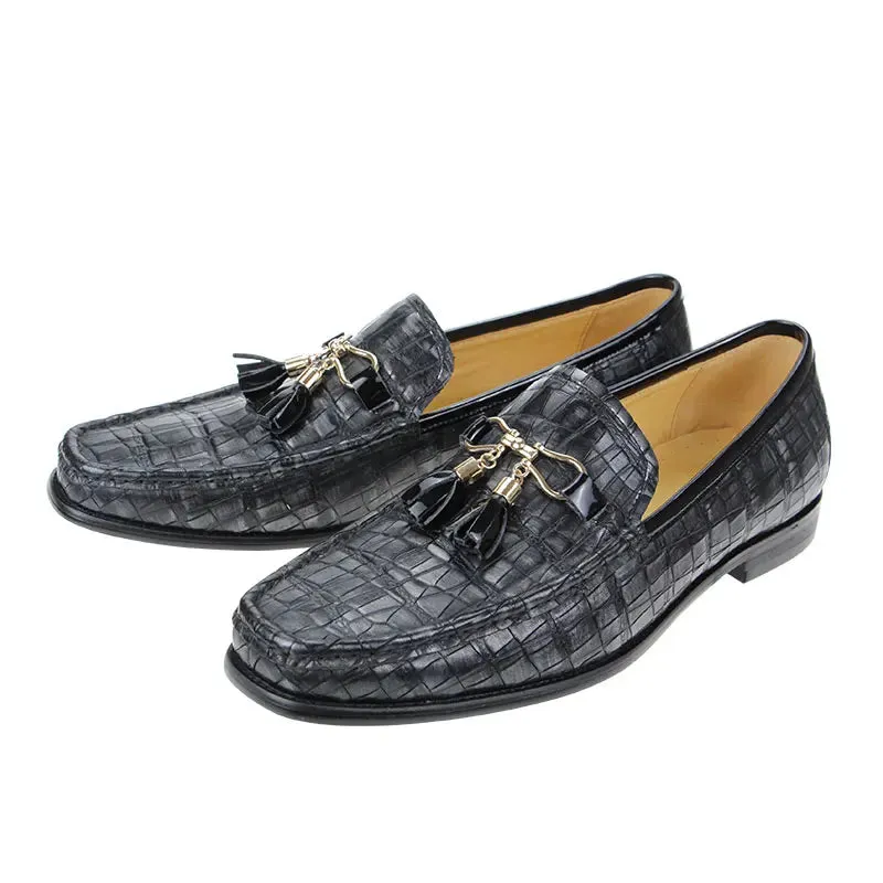EchtStil Herren Slipper aus Krokodil-Druck Leder