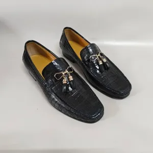 EchtStil Herren Slipper aus Krokodil-Druck Leder