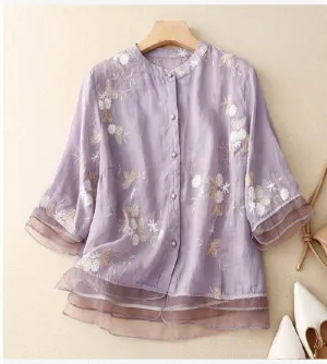Eloise | Embroidered Linen Blouse