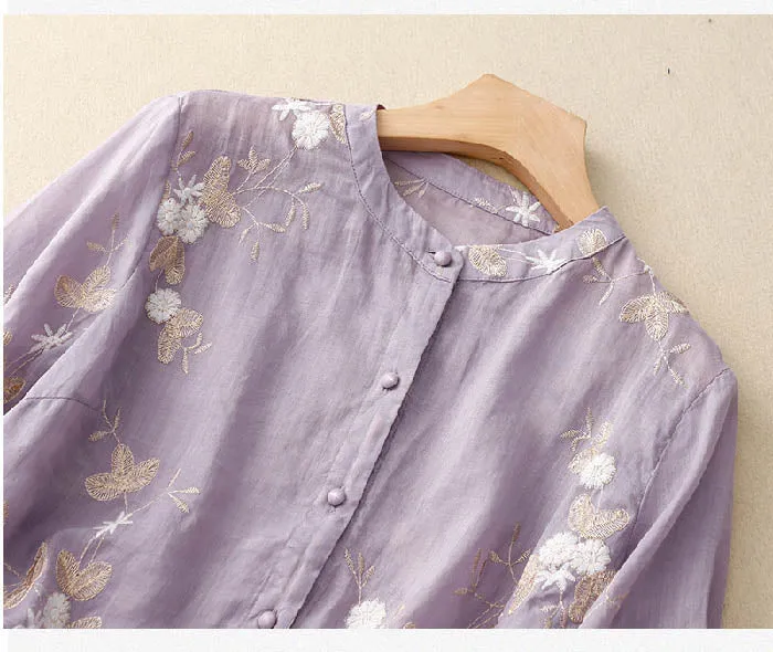 Eloise | Embroidered Linen Blouse