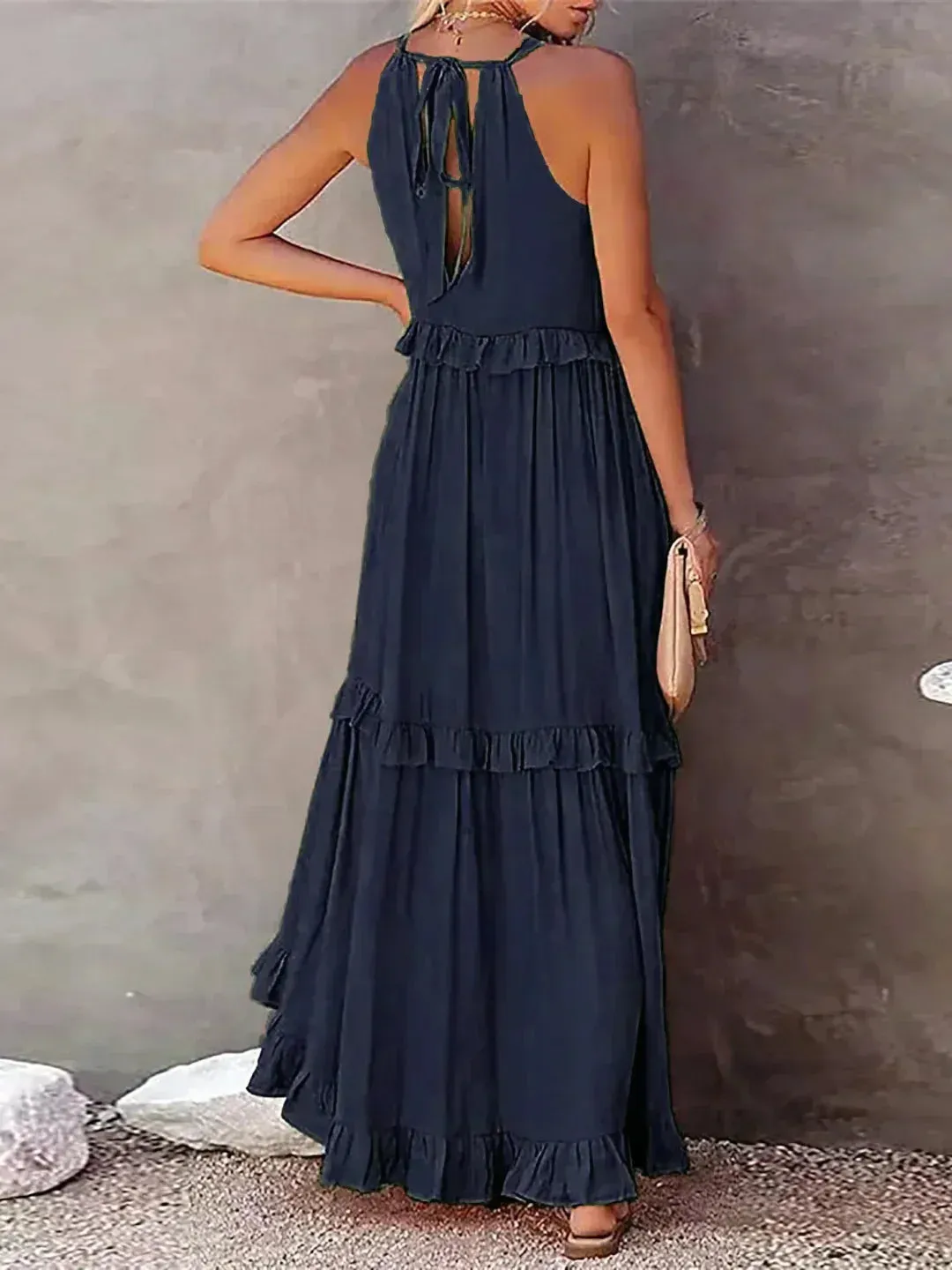 Emilia | Halter Ruffle Maxi Dress
