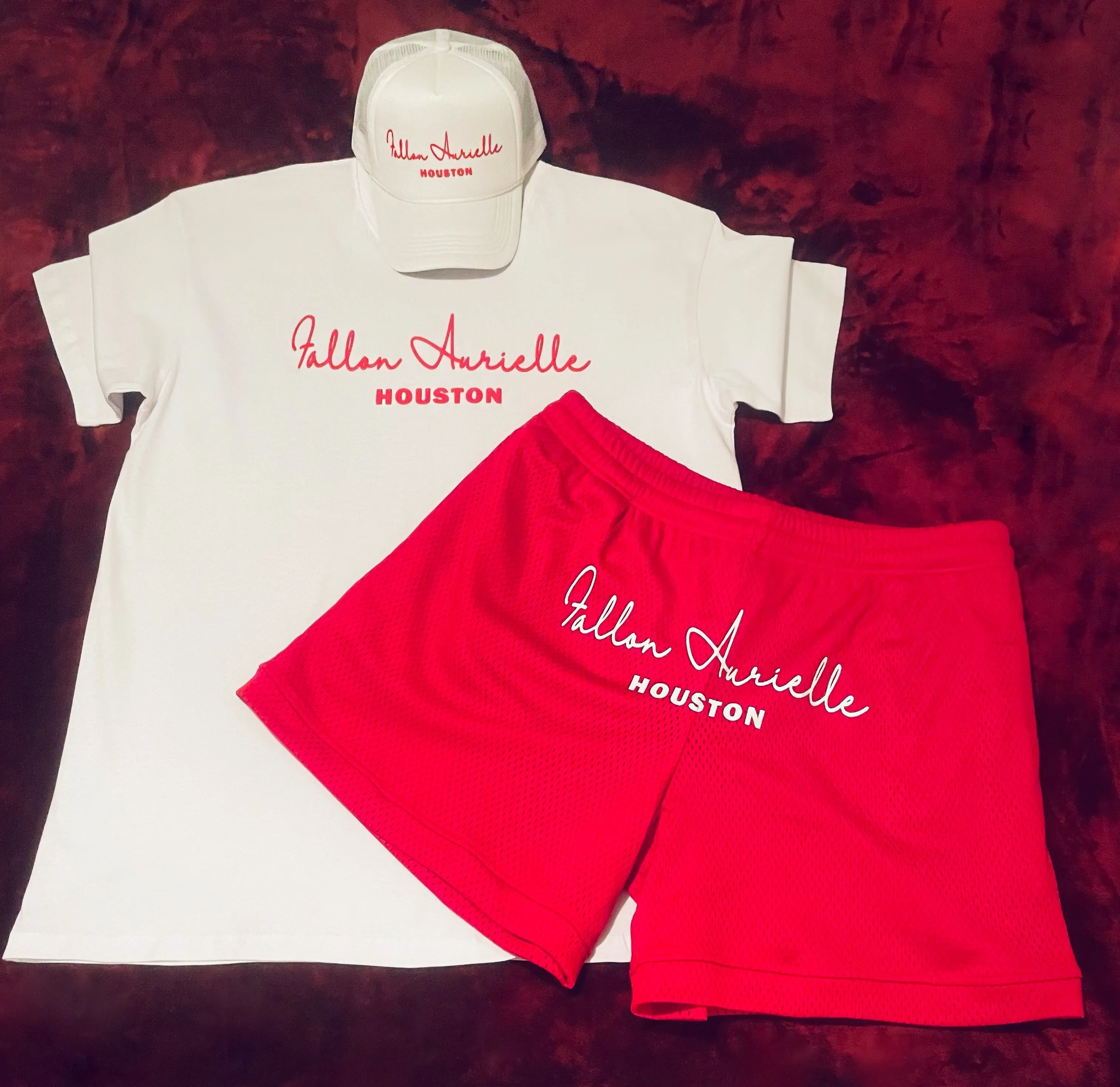 Fallon Aurielle Unisex Signature Houston Rep Yo Set T-Shirt (White & Red)