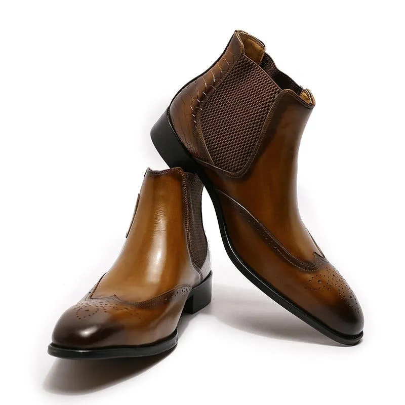 FASHION LUXURY DESIGN GENUINE LEATHER MEN ANKLE BOOTS