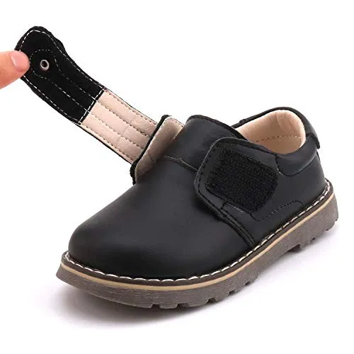Femizee Toddler Boys Leather Loafers, Black, Size 1327 CN28