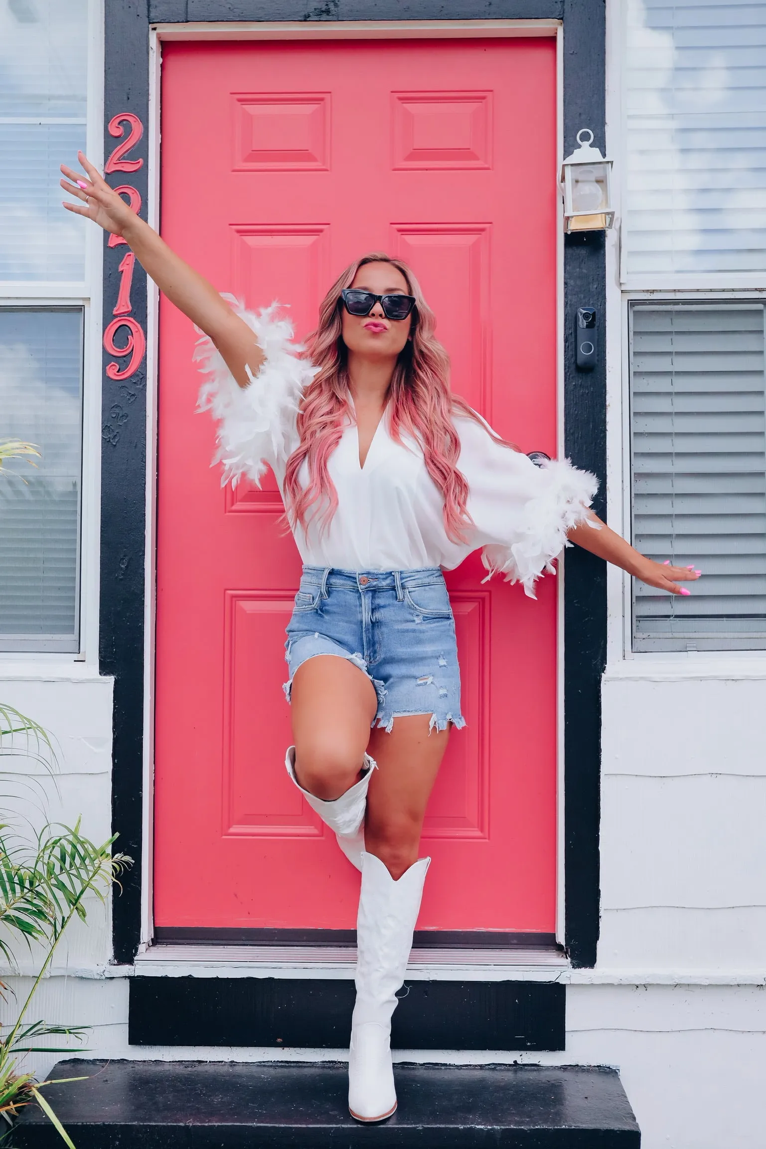 Follow My Lead Feather Sleeve Bodysuit - White