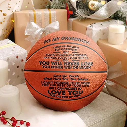 GadgetsTalk Engraved Basketball Gift - You Will Never Lose - Unique Gifts for Your Grandson