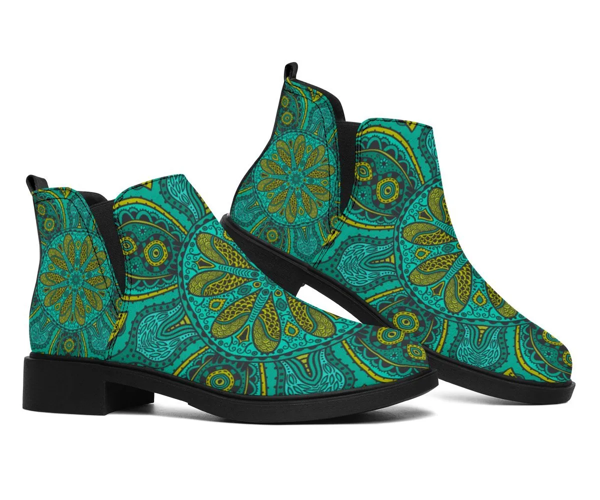 Green Mandala Fashion Boots