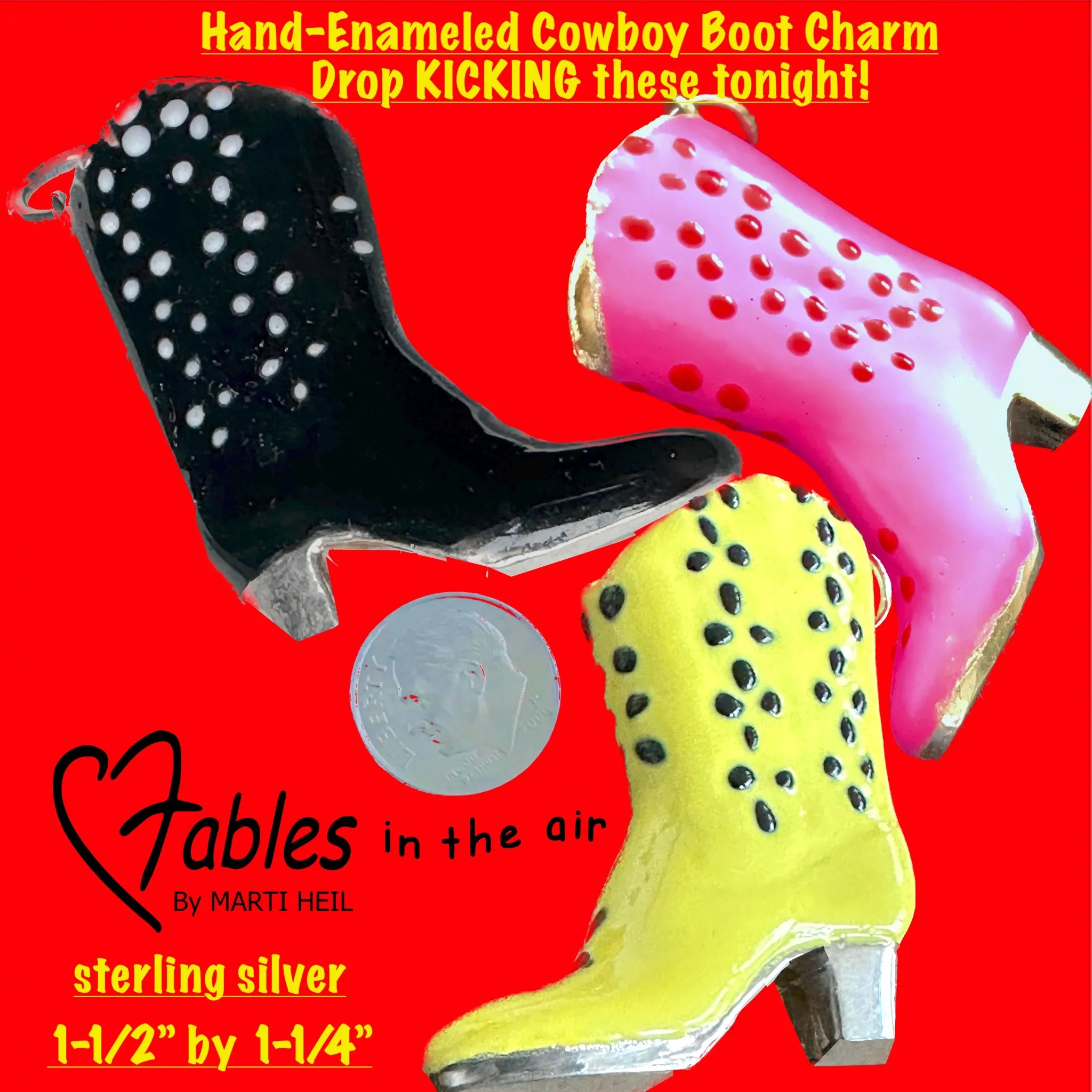 Hand-Enameled Pop Art Cowboy Boot Charm