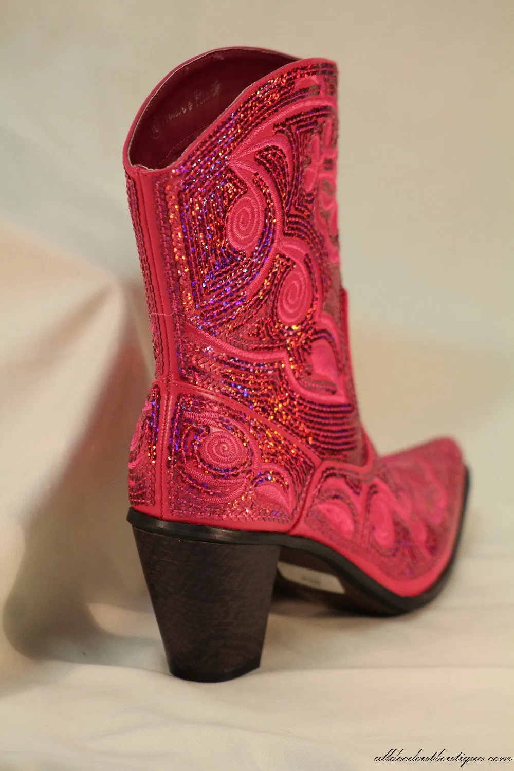 Helen's Heart | Full Embellished Sequin Fuchsia Boot