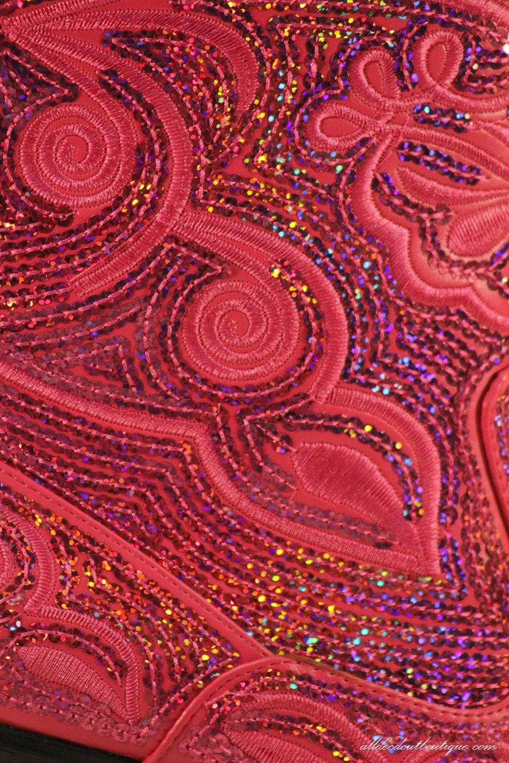 Helen's Heart | Full Embellished Sequin Fuchsia Boot