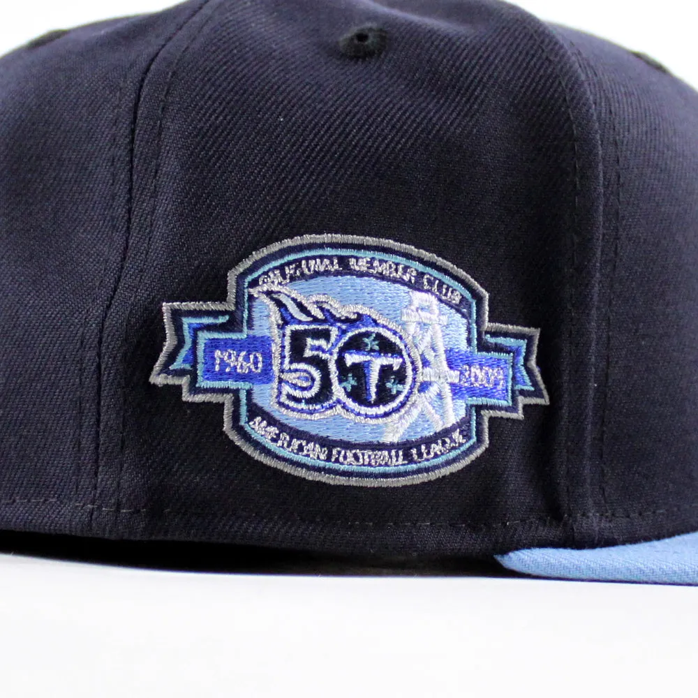 HOUSTON OILERS 50th Anniversary New Era 59Fifty Fitted Hat (Navy Sky Blue Gray Under Brim)