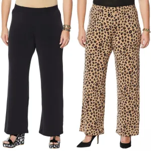 IMAN Women's Plus Size 2 Pairs Global Chic Luxury Resort Palazzo Pants